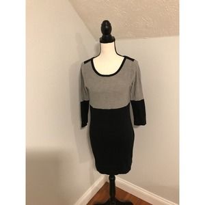 rag & bone Black and Gray Colorblock Midi Dress